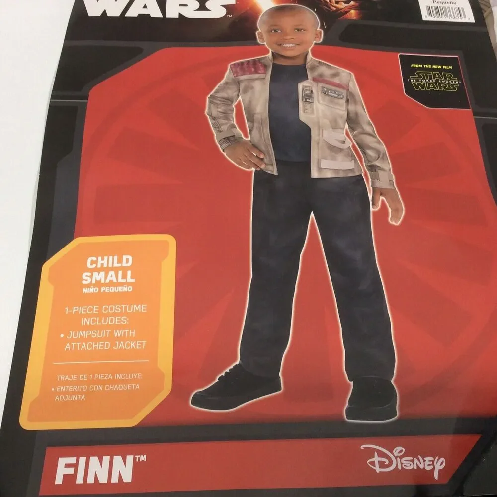 Disney Star Wars Finn Costume Boys Size S(4-6) Cosplay Theatrical Halloween NIP - Picture 3 of 9